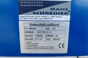 Hans Schreiner Kantenschleifmaschine MM2260, Baujahr 2019, 2,2 kW, Tischlänge 750mm – Bild 3